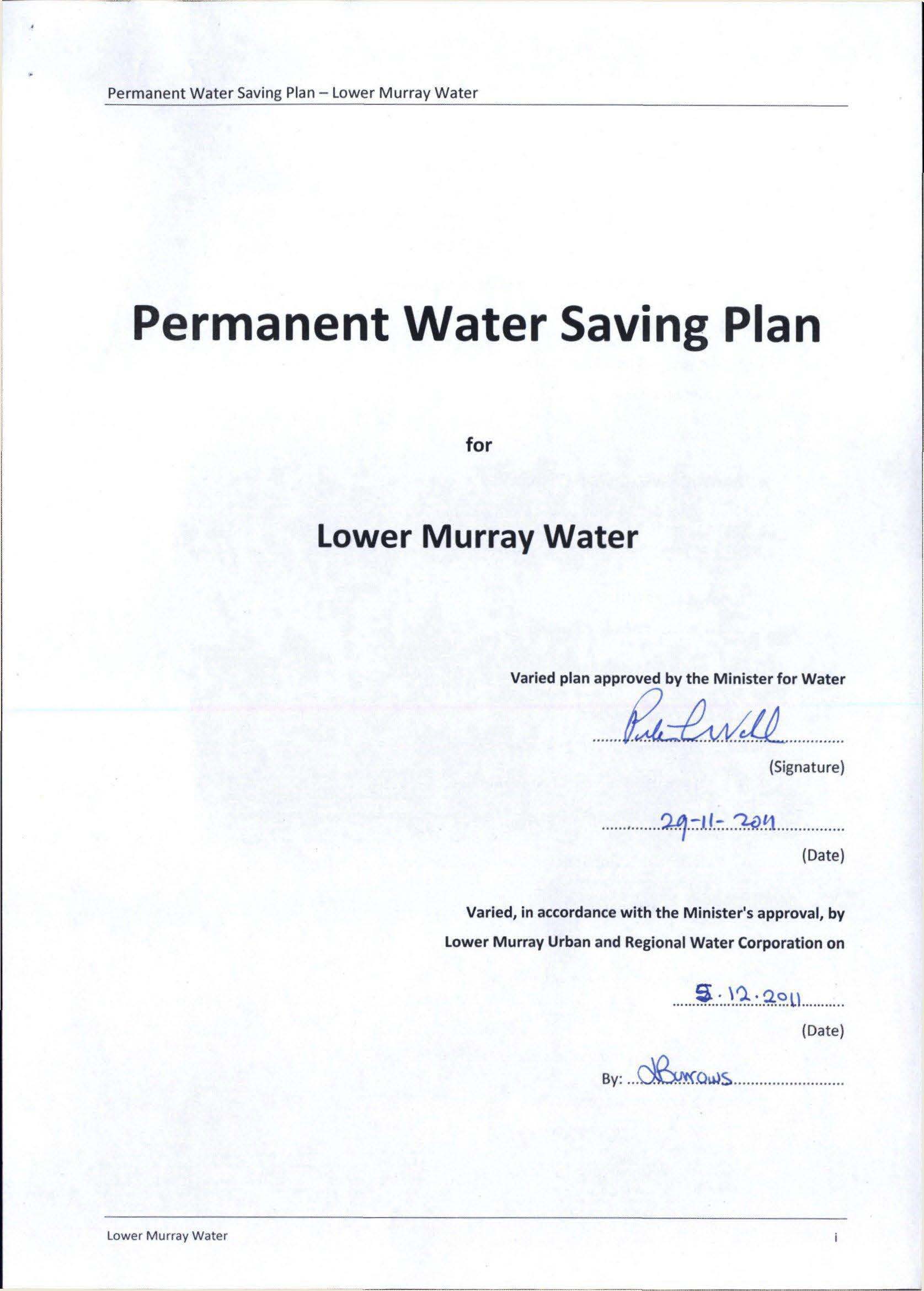 Permanent Water Saving Plan